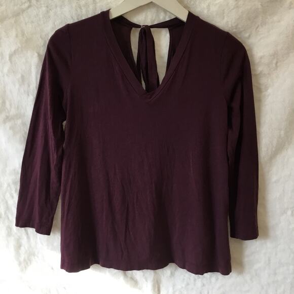 Loft Burgundy V-Neck Long Sleeve Top - Picture 4 of 9